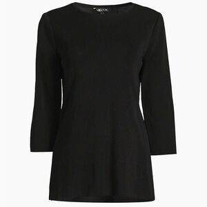 Misook Classic Black Knit Three-Quarter Sleeve Tunic